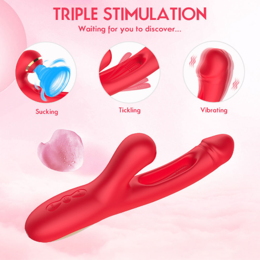 Ultimate 3 in 1 Female Vibrator with Tapping Sucking and Vibrating